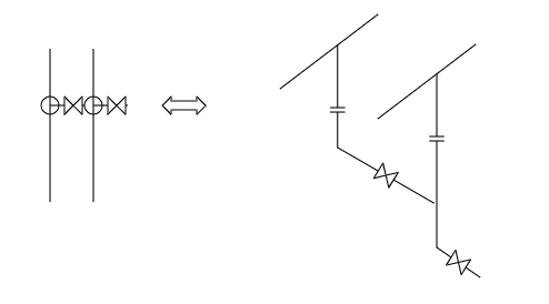 2本のラインのアイソメ(piping diagram)